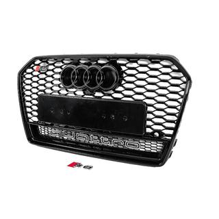 Передняя чёрная решётка RS-style с надписью Quattro (2014-2017) фото 2