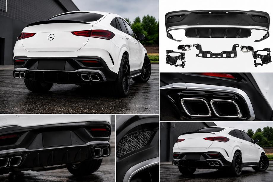 Mercedes GLE coupe C167 2019- гг. Задний диффузор с насадками на выхлоп (дизайн GLE63) Image