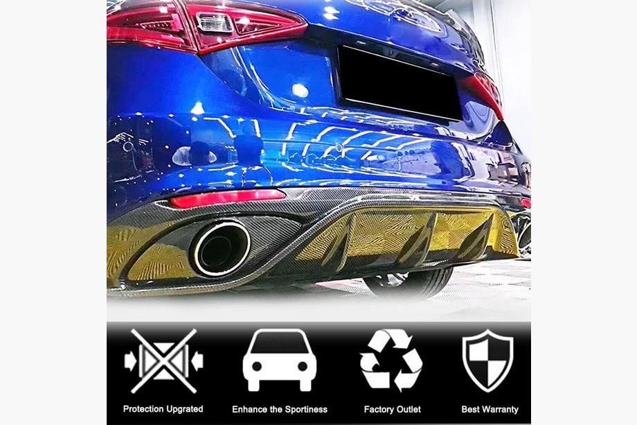 Alfa Romeo Giulia 2016-2022 гг. Диффузор заднего бампера с насадками V2 (для Base, Carbon) Фото 3