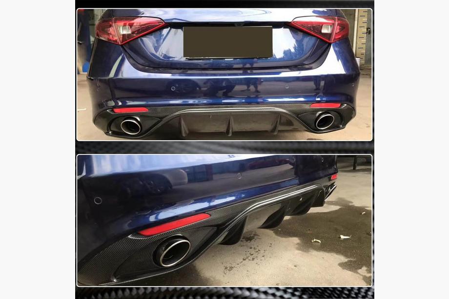 Alfa Romeo Giulia 2016-2022 гг. Диффузор заднего бампера с насадками V2 (для Base, Carbon) Фото 4