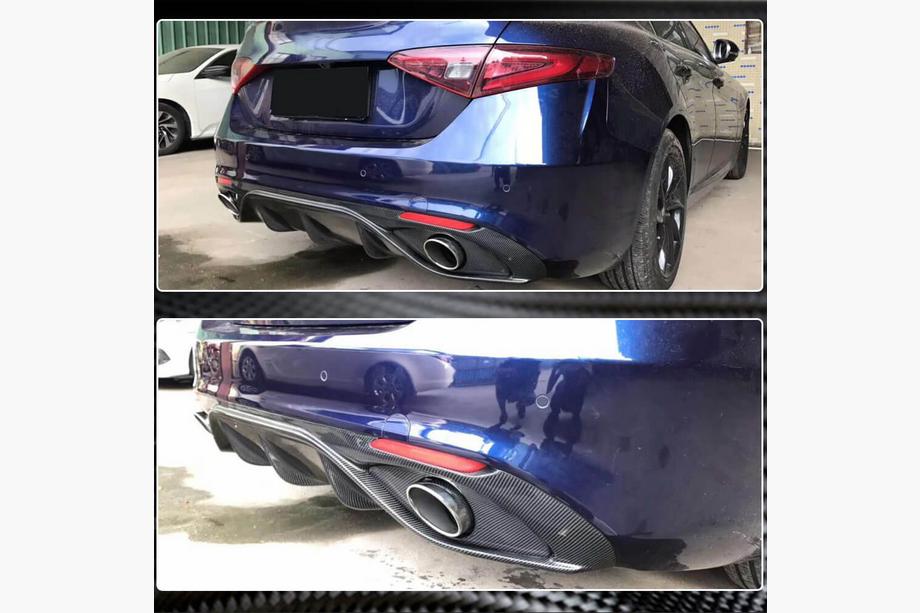 Alfa Romeo Giulia 2016-2022 гг. Диффузор заднего бампера с насадками V2 (для Base, Carbon) Фото 5