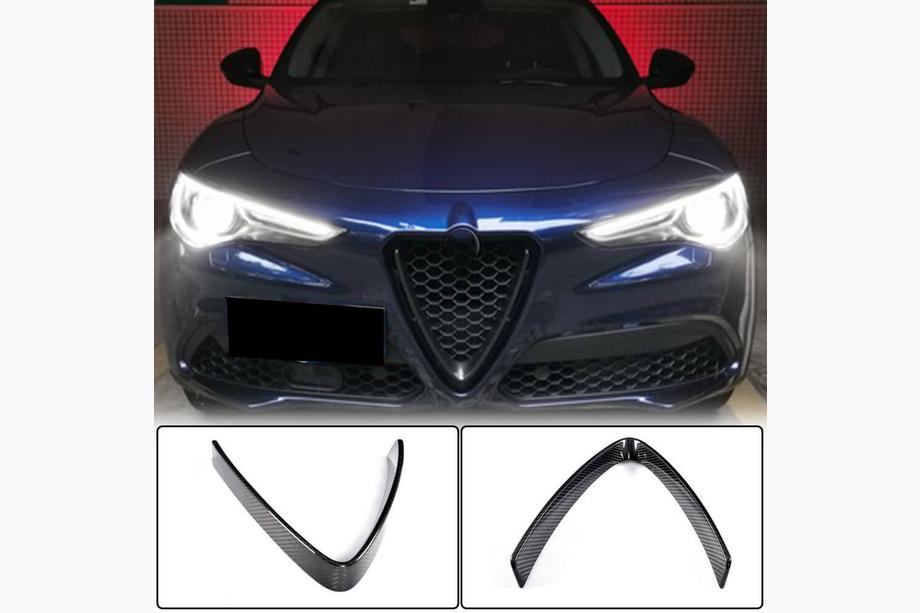 Alfa Romeo Stelvio 2016- гг. Накладка на решетку радиатора (2017-2023, Сухой карбон) Image