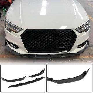 Накладка на передний бампер Lip V1 (для Base 2017-2020 Sedan, Карбон) Audi A3 2012-2020 гг. фото 1