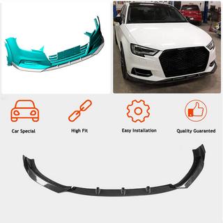 Накладка на передний бампер Lip V1 (для Base 2017-2020 Sedan, Карбон) Audi A3 2012-2020 гг. фото 2