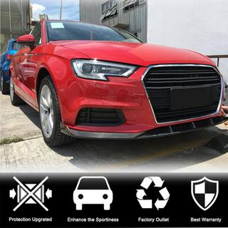Накладка на передний бампер Lip V1 (для Base 2017-2020 Sedan, Карбон) Audi A3 2012-2020 гг. фото 3