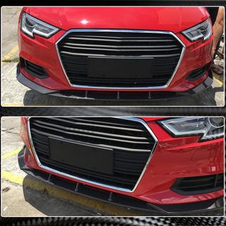 Накладка на передний бампер Lip V1 (для Base 2017-2020 Sedan, Карбон) Audi A3 2012-2020 гг. фото 4