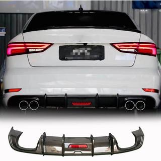 Диффузор заднего бампера с LED стоп-сигналом (для Base Sedan 2017-2020, Карбон) Audi A3 2012-2020 гг. фото 1