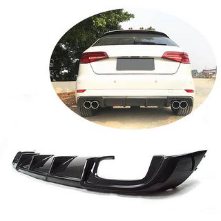 Диффузор заднего бампера V2 (для S-Line HB 2017-2020, Карбон) Audi A3 2012-2020 гг. фото 1