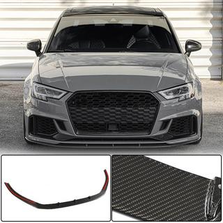 Накладки на передний бампер V5 (для RS3 Sedan 2017-2020, Карбон) Audi A3 2012-2020 гг. фото 1