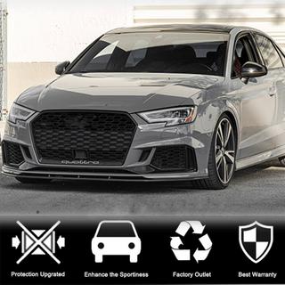 Накладки на передний бампер V5 (для RS3 Sedan 2017-2020, Карбон) Audi A3 2012-2020 гг. фото 3