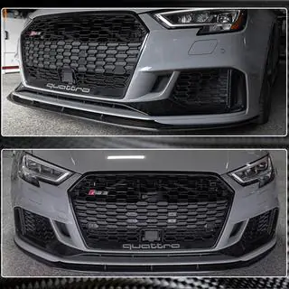 Накладки на передний бампер V5 (для RS3 Sedan 2017-2020, Карбон) фото 4