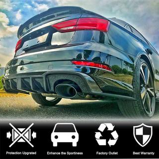 Диффузор заднего бампера с LED стоп-сигналом V2 (для RS3 2017-2019, Карбон) Audi A3 2012-2020 гг. фото 2