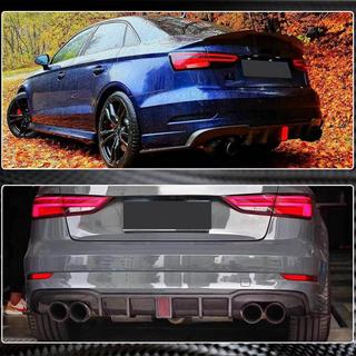 Диффузор заднего бампера с LED стоп-сигналом V2 (для RS3 2017-2019, Карбон) Audi A3 2012-2020 гг. фото 4