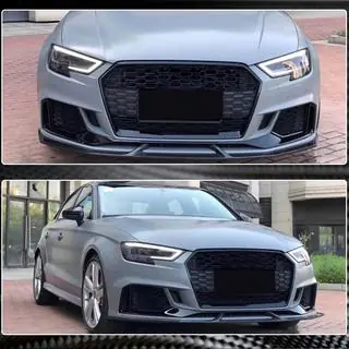 Накладки на передний бампер V4 (для RS3 Sedan 2017-2020, Карбон) фото 1