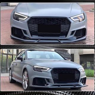 Накладки на передний бампер V3 (для RS3 Sedan 2017-2020, Карбон) Audi A3 2012-2020 гг. фото 3
