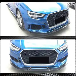 Накладки на передний бампер V3 (для RS3 Sedan 2017-2020, Карбон) фото 4