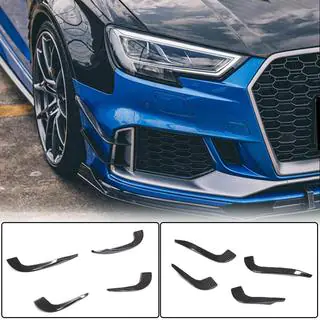 Накладки на передний бампер V2 (для RS3 Sedan 2017-2020, Карбон) фото 1