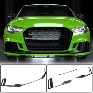 Накладки на передний бампер V1 (для RS3 Sedan 2017-2020, Карбон) Audi A3 2012-2020 гг. фото 1