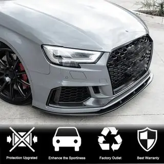 Накладки на передний бампер V1 (для RS3 Sedan 2017-2020, Карбон) фото 3