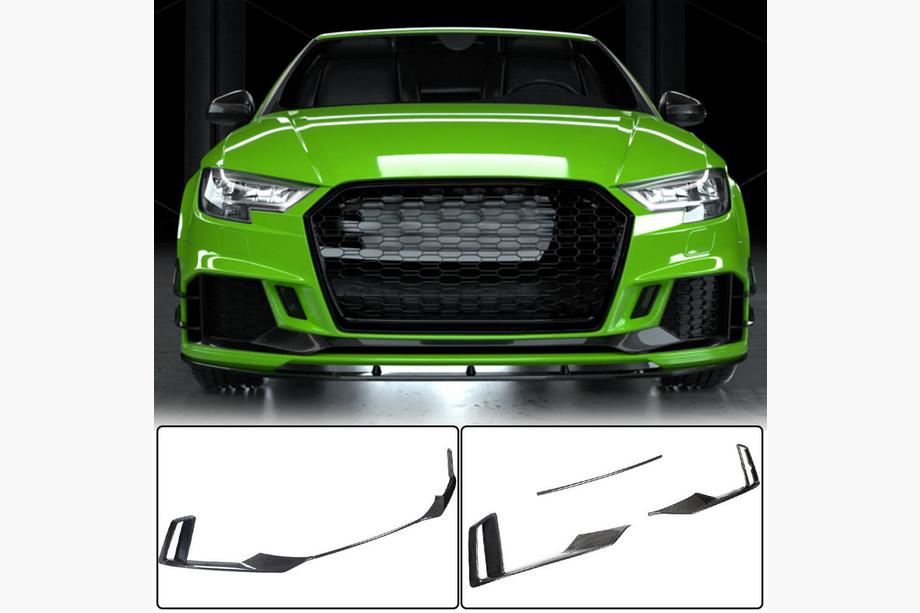 Audi A3 2012-2020 гг. Накладки на передний бампер V1 (для RS3 Sedan 2017-2020, Карбон) Image