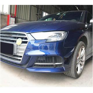Накладки на передний бампер (для S-Line Sedan 2017-2020, Карбон) Audi A3 2012-2020 гг. фото 2