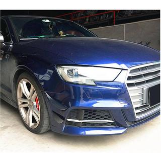 Накладки на передний бампер (для S-Line Sedan 2017-2020, Карбон) Audi A3 2012-2020 гг. фото 3