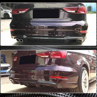 Диффузор заднего бампера V5 (для S-Line Sedan 2017-2020, Карбон) Audi A3 2012-2020 гг. фото 3
