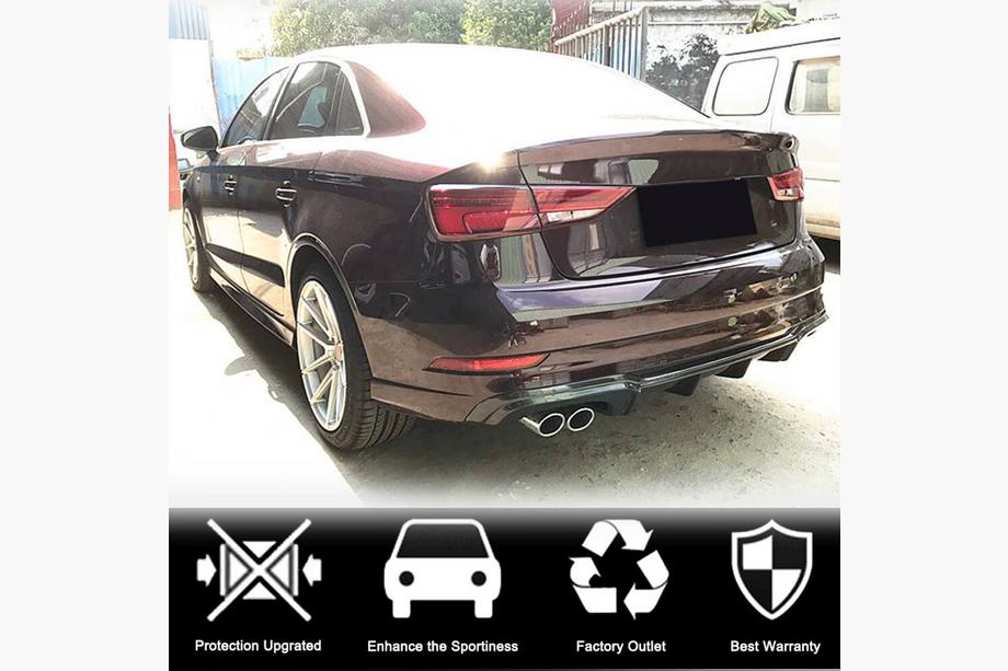 Audi A3 2012-2020 гг. Диффузор заднего бампера V5 (для S-Line Sedan 2017-2020, Карбон) Фото 2