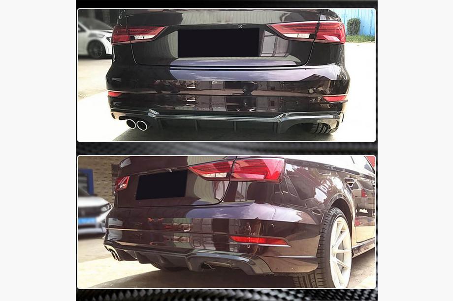 Audi A3 2012-2020 гг. Диффузор заднего бампера V5 (для S-Line Sedan 2017-2020, Карбон) Фото 3
