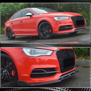 Накладка на передний бампер Lip V3 (для S-Line Sedan 2012-2016, Карбон) Audi A3 2012-2020 гг. фото 4