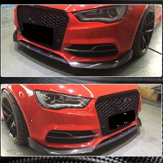 Накладка на передний бампер Lip V2 (для S-Line Sedan 2012-2016, Карбон) Audi A3 2012-2020 гг. фото 3