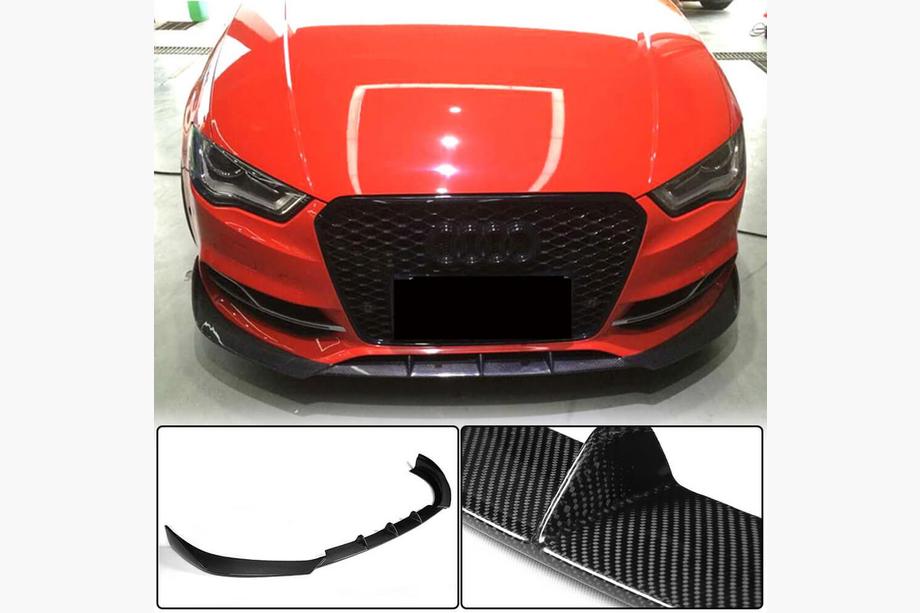 Audi A3 2012-2020 гг. Накладка на передний бампер Lip V2 (для S-Line Sedan 2012-2016, Карбон) Фото 1