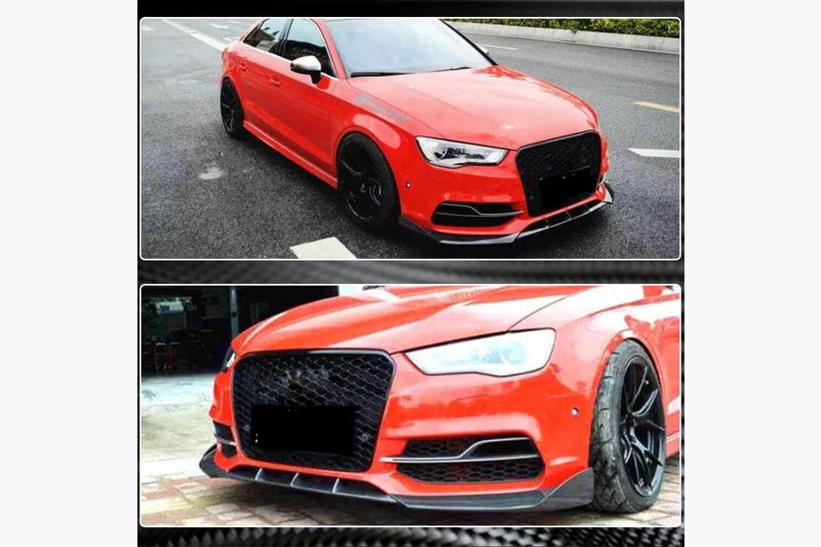 Audi A3 2012-2020 гг. Накладка на передний бампер Lip V2 (для S-Line Sedan 2012-2016, Карбон) Фото 4