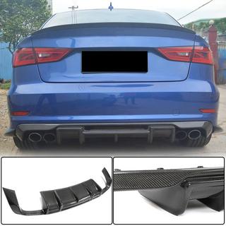 Диффузор заднего бампера V1 (для S-Line Sedan 2012-2016, Карбон) Audi A3 2012-2020 гг. фото 1
