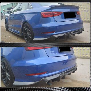 Диффузор заднего бампера V1 (для S-Line Sedan 2012-2016, Карбон) Audi A3 2012-2020 гг. фото 3