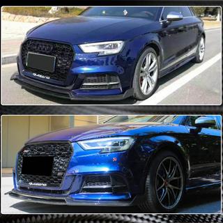 Накладка на передний бампер Lip V4 (для S-Line Sedan 2017-2020, Карбон) Audi A3 2012-2020 гг. фото 3