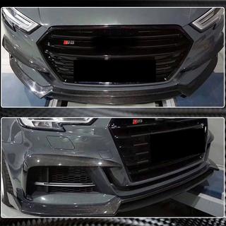 Накладка на передний бампер Lip V4 (для S-Line Sedan 2017-2020, Карбон) Audi A3 2012-2020 гг. фото 4