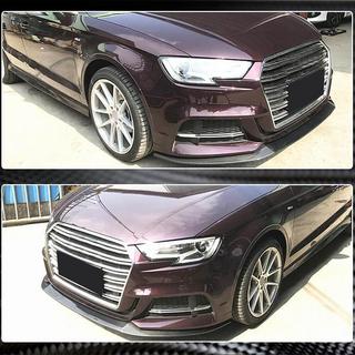 Накладка на передний бампер Lip V3 (для S-Line Sedan 2017-2020, Карбон) Audi A3 2012-2020 гг. фото 4