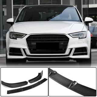 Накладка на передний бампер Lip V2 (для S-Line Sedan 2017-2020, Карбон) Audi A3 2012-2020 гг. фото 1