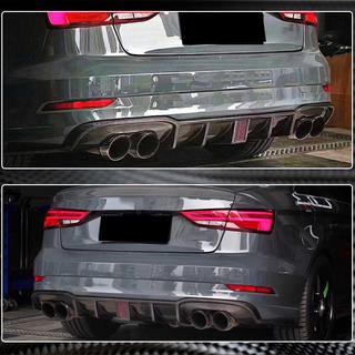 Диффузор заднего бампера V2 (для S-Line Sedan 2017-2020, Карбон) Audi A3 2012-2020 гг. фото 4