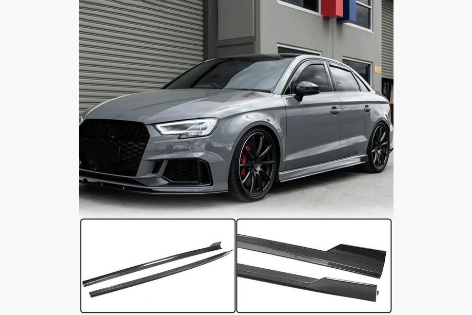 Audi A3 2012-2020 гг. Боковые пороги V1 (для S-Line Sedan, карбон) Фото 2