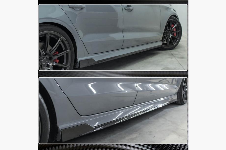 Audi A3 2012-2020 гг. Боковые пороги V1 (для S-Line Sedan, карбон) Фото 5