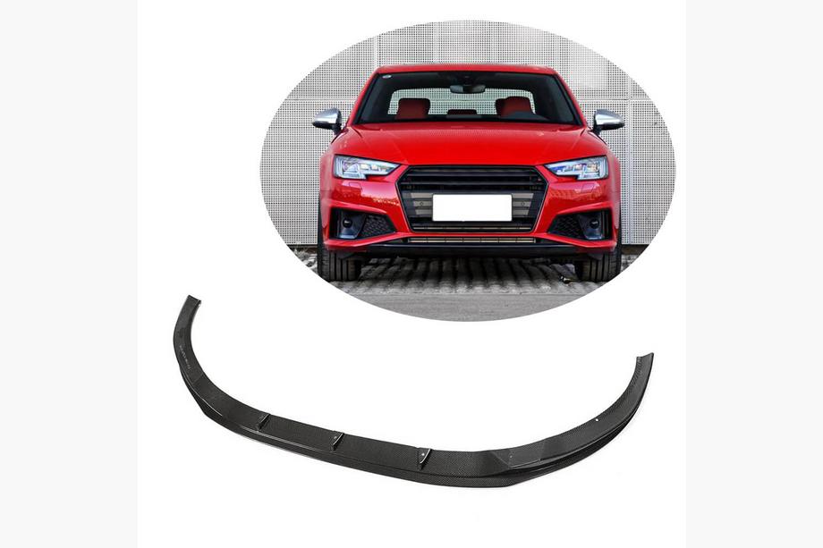 Audi A4 B9 2015-2024 гг. Накладка на передний бампер Lip V6 (для S-Line Sedan 2015-2019, Карбон) Image