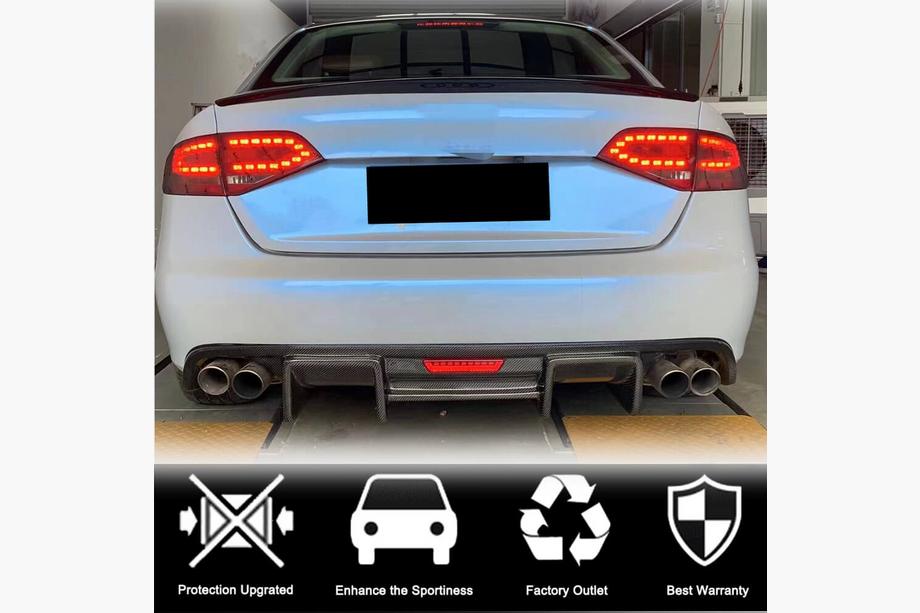 Audi A4 B8 2007-2015 гг. Диффузор заднего бампера V1 (для S4 2009-2012, Карбон) Фото 5