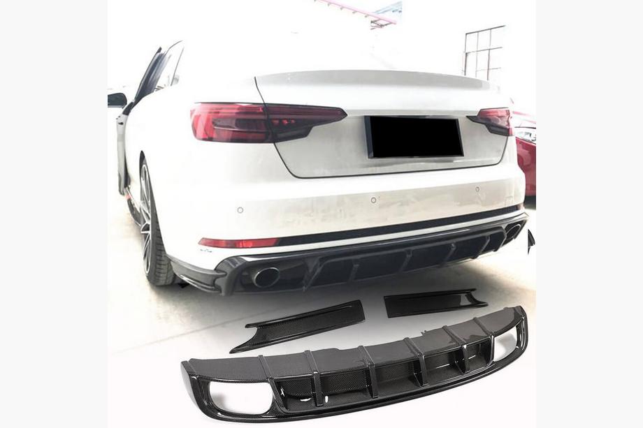 Audi A4 B9 2015-2024 гг. Диффузор заднего бампера (для S4 2017-2020, Карбон) Image