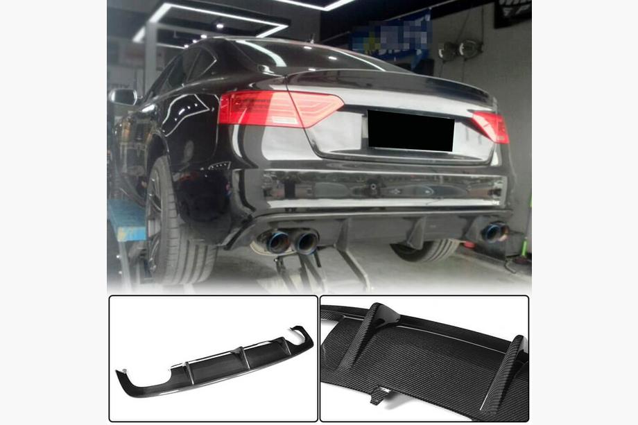 Audi A5 2007-2015 гг. Диффузор заднего бампера V1 (для S-Line 2012-2015, Карбон) Image