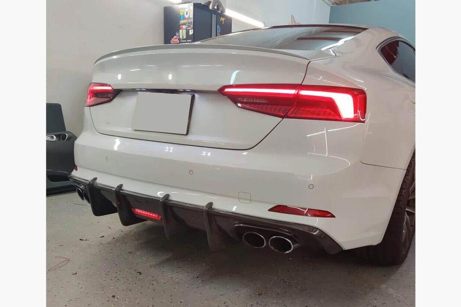 Audi A5 2016-2025 гг. Диффузор заднего бампера V1 (для S-Line 2016-2020, Карбон) Фото 2