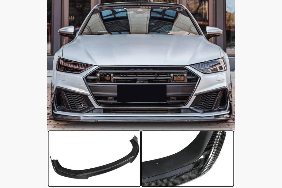 Audi A7 2018- гг. Накладка на передний бампер Lip (для S-Line 2018-2022, Карбон) Image