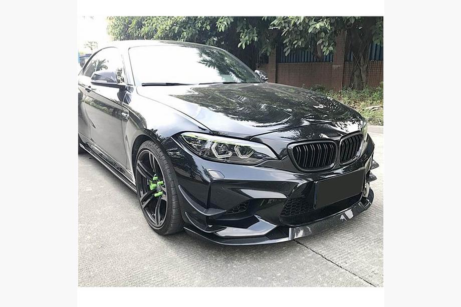 BMW 2 серия F22/F23 2014-2021 гг. Накладка на передний бампер Lip V5 (для F87 M2, Карбон) Фото 2