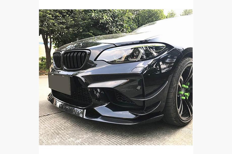 BMW 2 серия F22/F23 2014-2021 гг. Накладка на передний бампер Lip V5 (для F87 M2, Карбон) Фото 3
